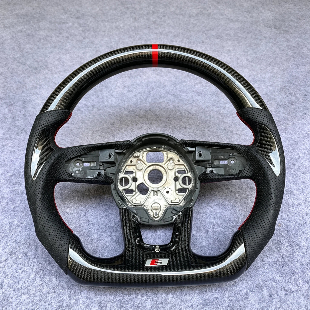 Custom Carbon Fiber Steering Wheel Fits Audi A3 S3 RS3 A4 A5 S4 S5 RS4 RS5 2017+