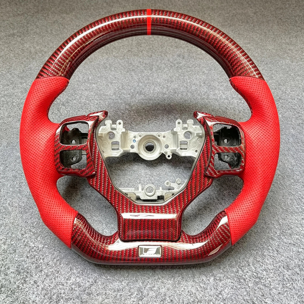 Red & Black Carbon Fiber Steering Wheel Fits Lexus IS 250 350 300 F 2014-2026