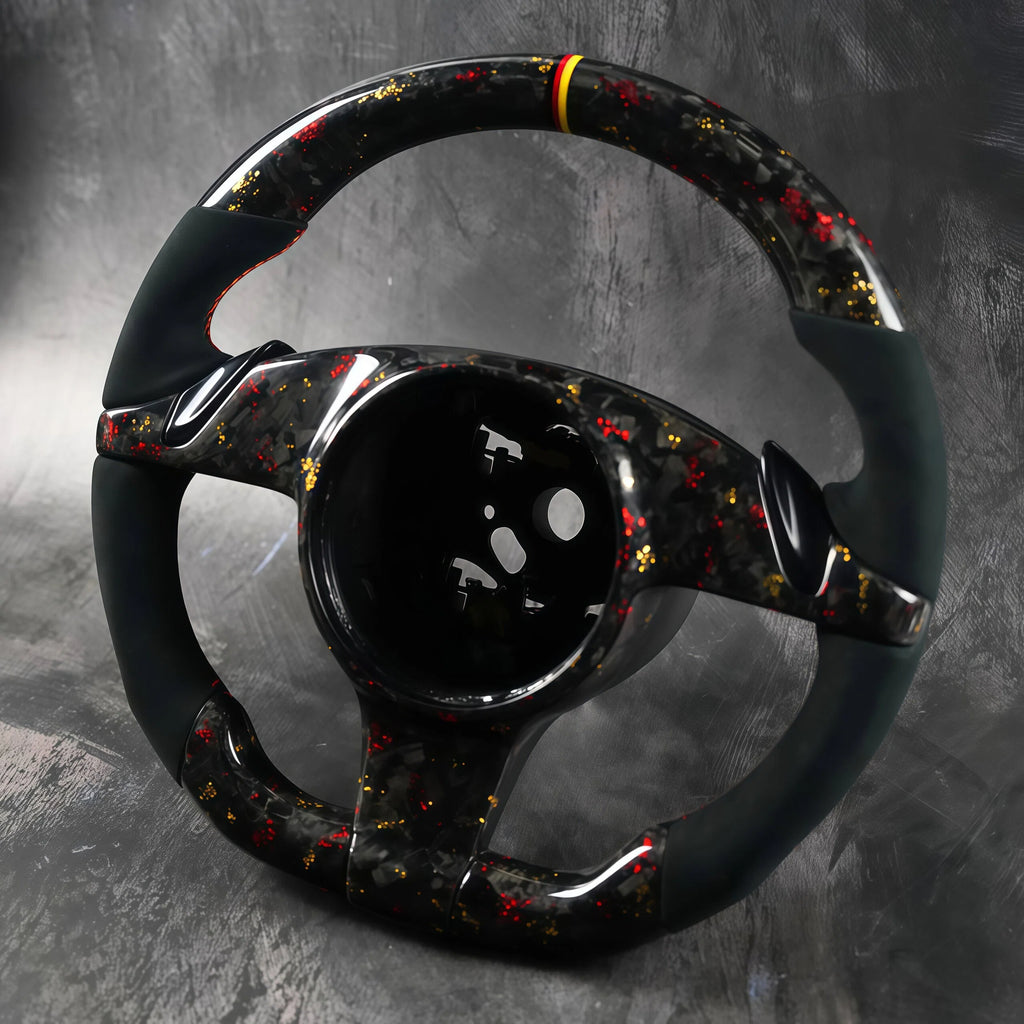 German Tricolor Forged Carbon Fiber Steering Wheel For Porsche Boxster 981