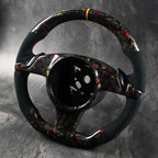 German Tricolor Forged Carbon Fiber Steering Wheel For Porsche Boxster 981