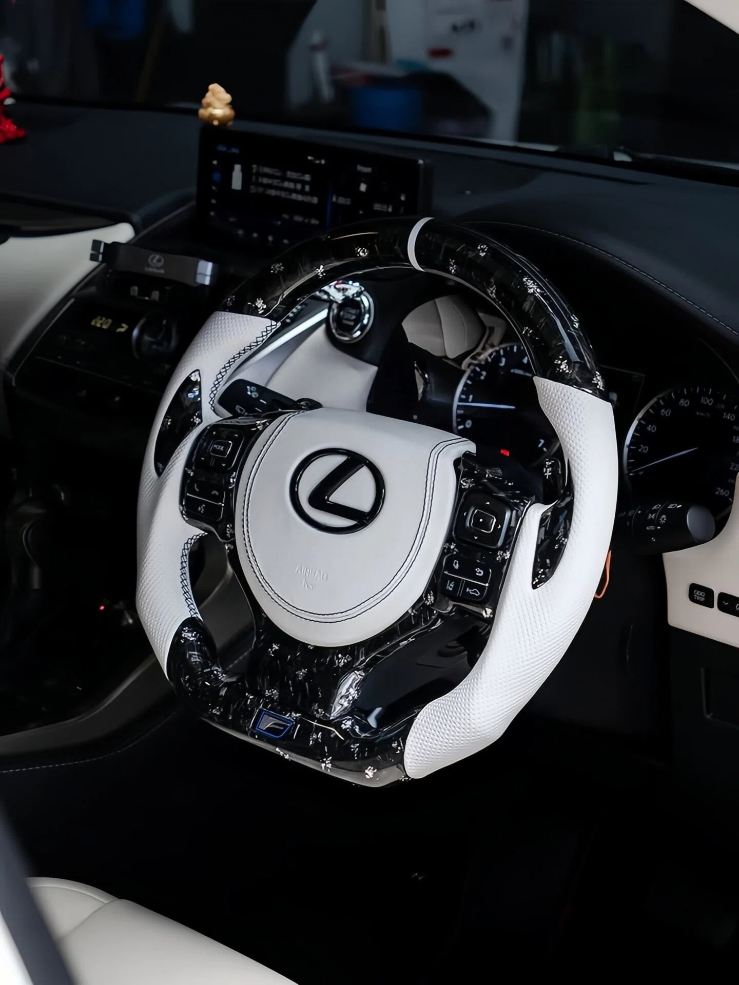Silver Flakes Forged Carbon Fiber Steering Wheel Fits Lexus NX200T IS 250 350