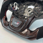 Red Reflective Carbon Fiber LED Steering Wheel For Toyota GR Supra A90