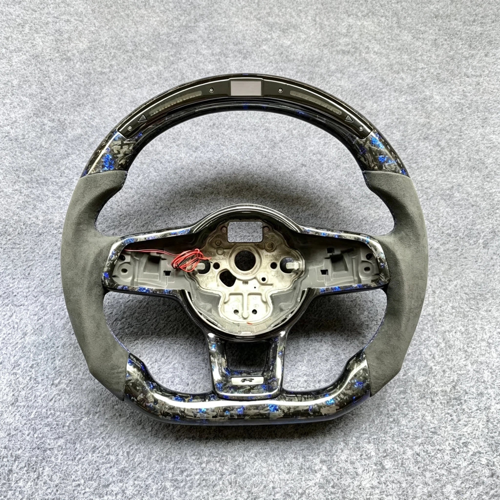LED Blue Forged Carbon Fiber Steering Wheel Fits Volkswagen MK7 GTI Golf R