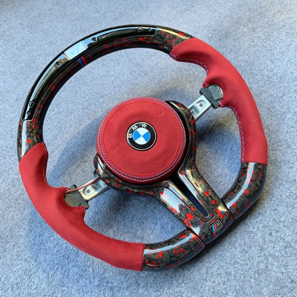LED Red Forged Carbon Steering Wheel Fits BMW 7 Series F01 F02 F03 F04