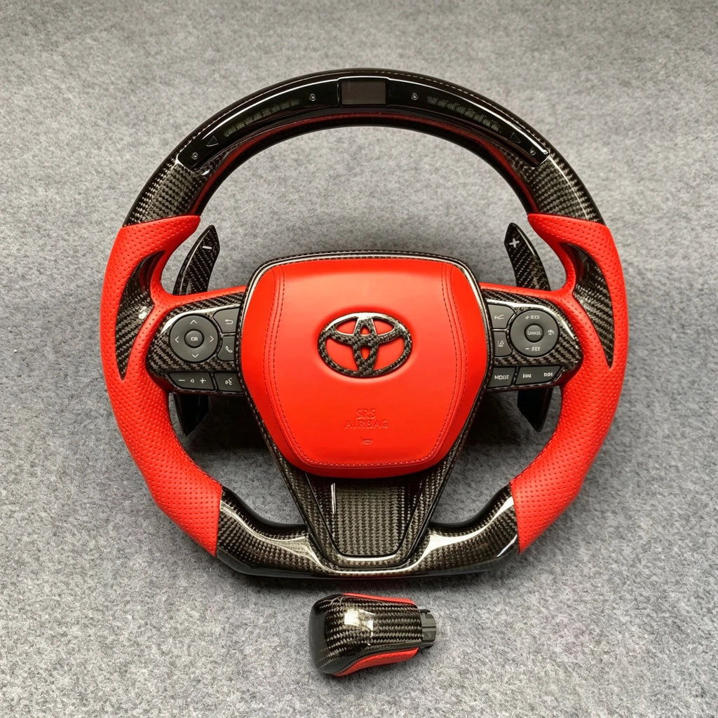 LED Carbon Fiber Steering Wheel Fits Toyota 8th Gen Camry