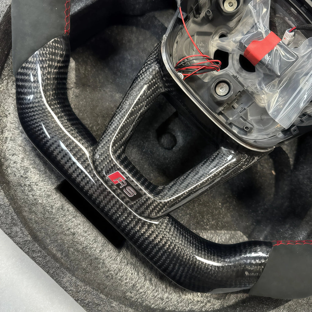 Fit for Audi SQ5 Q7 RSQ8 SQ7 2017+ with Heated LED Carbon Fiber Steering Wheel