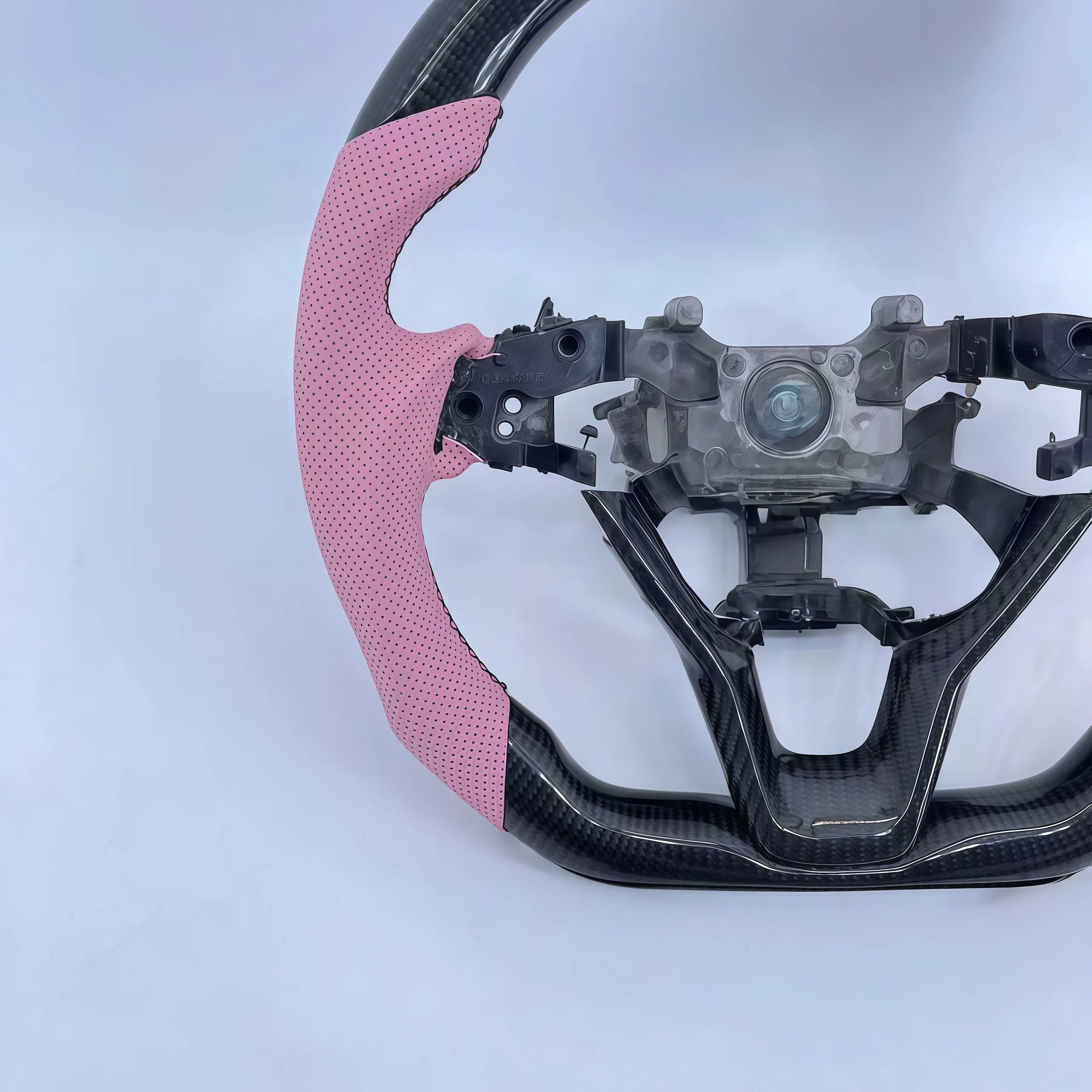 Pink Perforated Leather Carbon Fiber Steering Wheel for 10th Gen Honda Accord