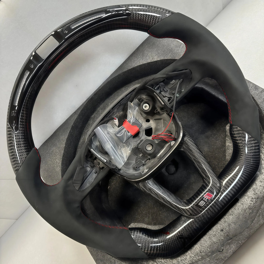Fit for Audi SQ5 Q7 RSQ8 SQ7 2017+ with Heated LED Carbon Fiber Steering Wheel