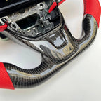 Red Perforated Leather Carbon Fiber Steering Wheel for 2018+ Honda CR-V