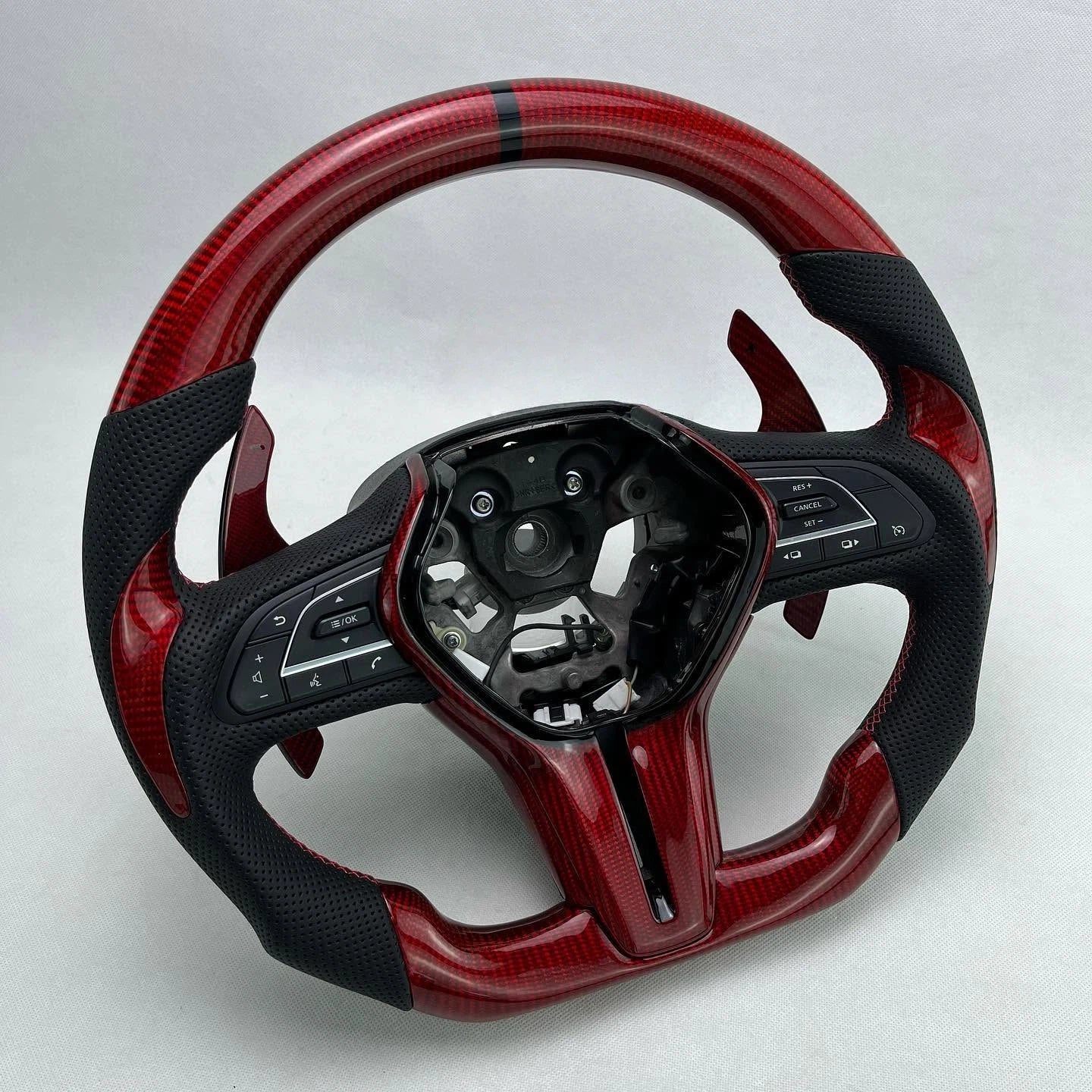 Red Carbon Fiber Steering Wheel For Infiniti Q50 Q60 Q60coupe Q60redsport400