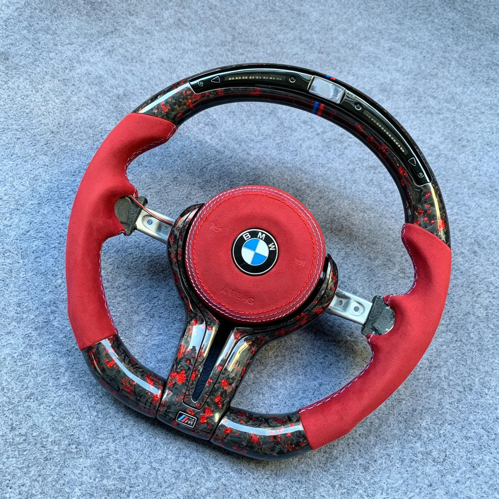 LED Red Forged Carbon Steering Wheel Fits BMW 7 Series F01 F02 F03 F04