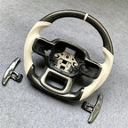White Alcantara Carbon Fiber Steering Wheel Fits Ford F150 / Raptor (2021-2026)