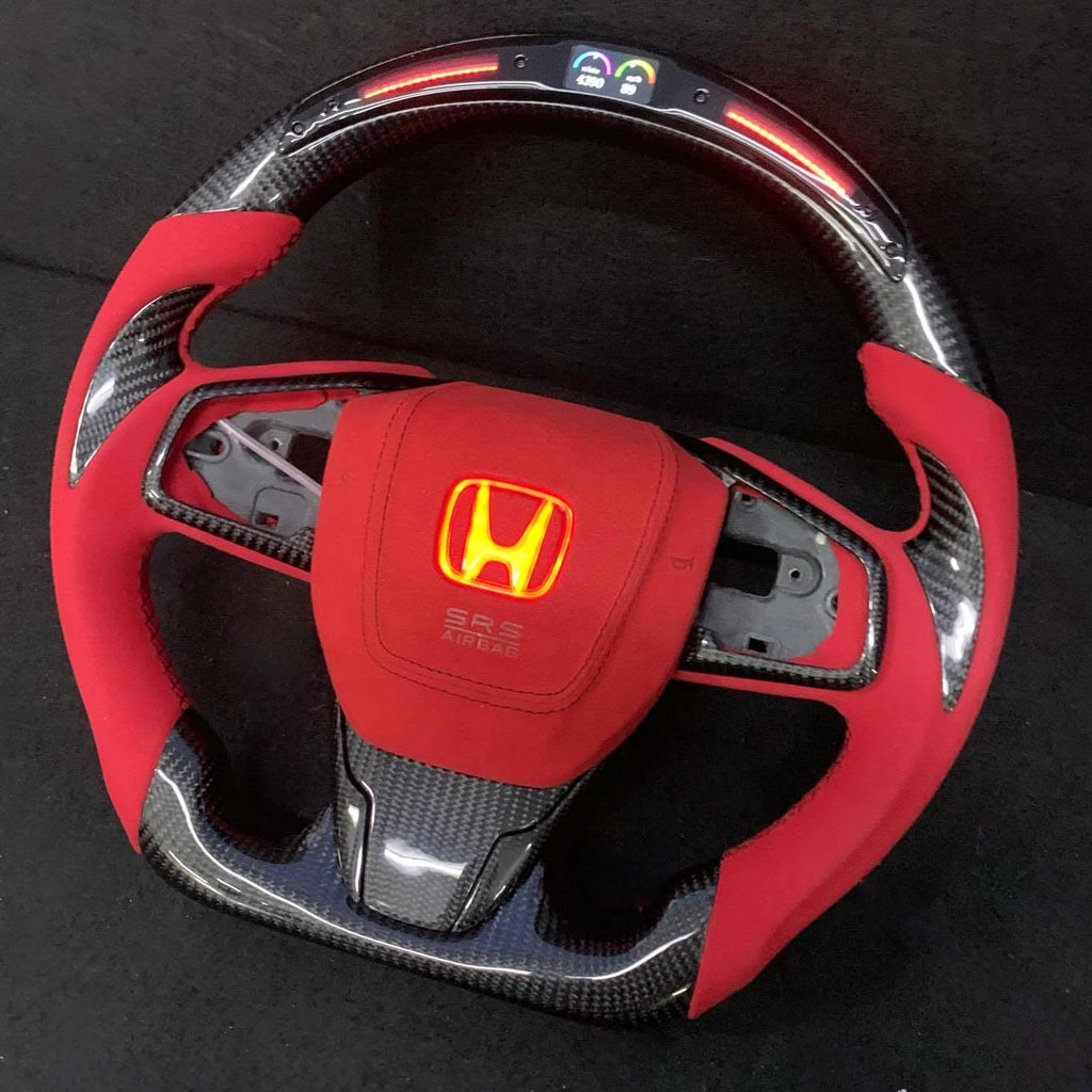 LED Carbon Fiber Steering Wheel For Honda Civic Type R FK8 (2017–2021)