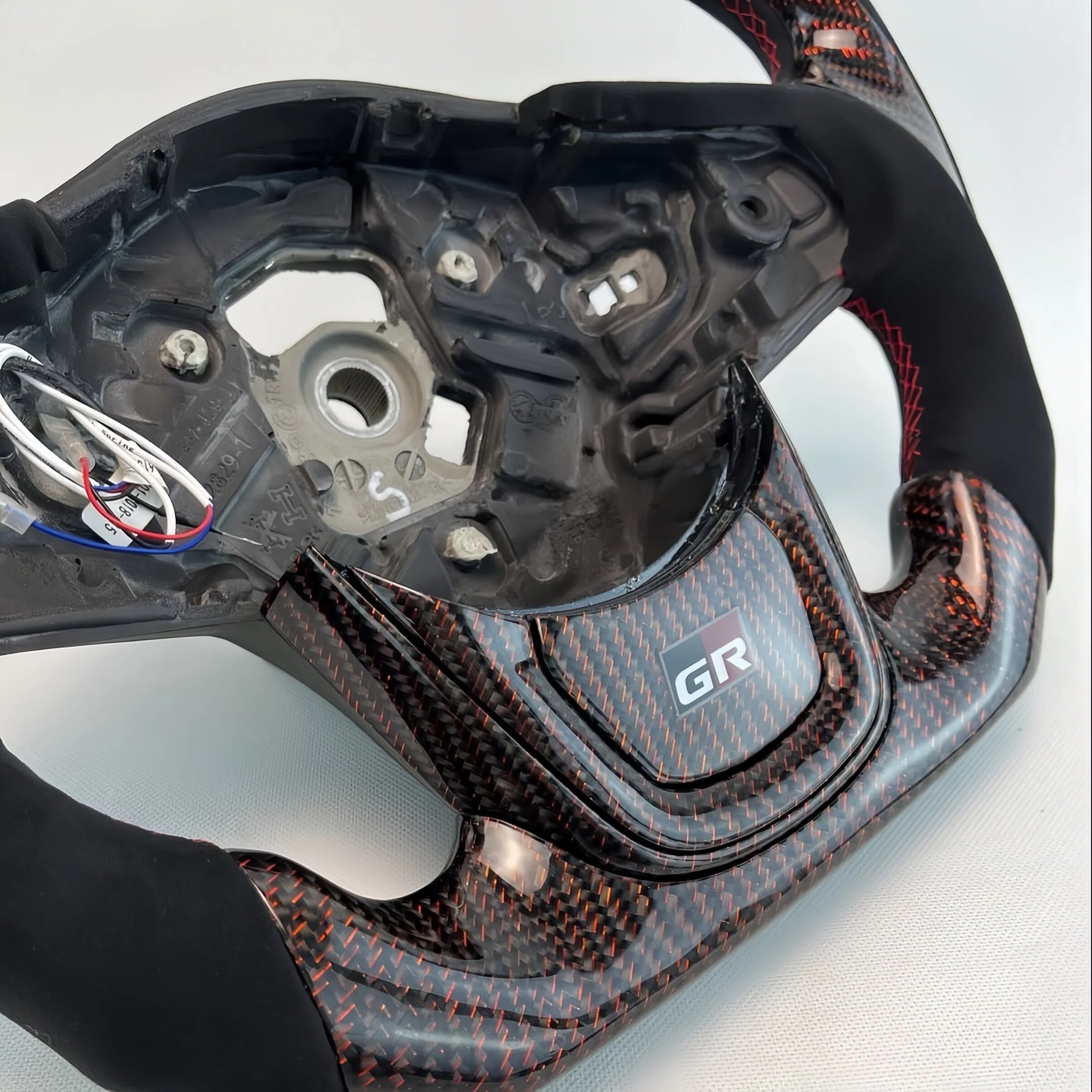 Red Reflective Carbon Fiber LED Steering Wheel For Toyota GR Supra A90