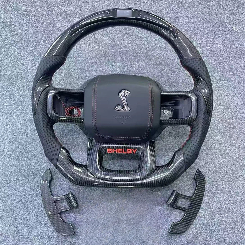 LED Carbon Fiber Steering Wheel Fits Ford F-150 2021-2026