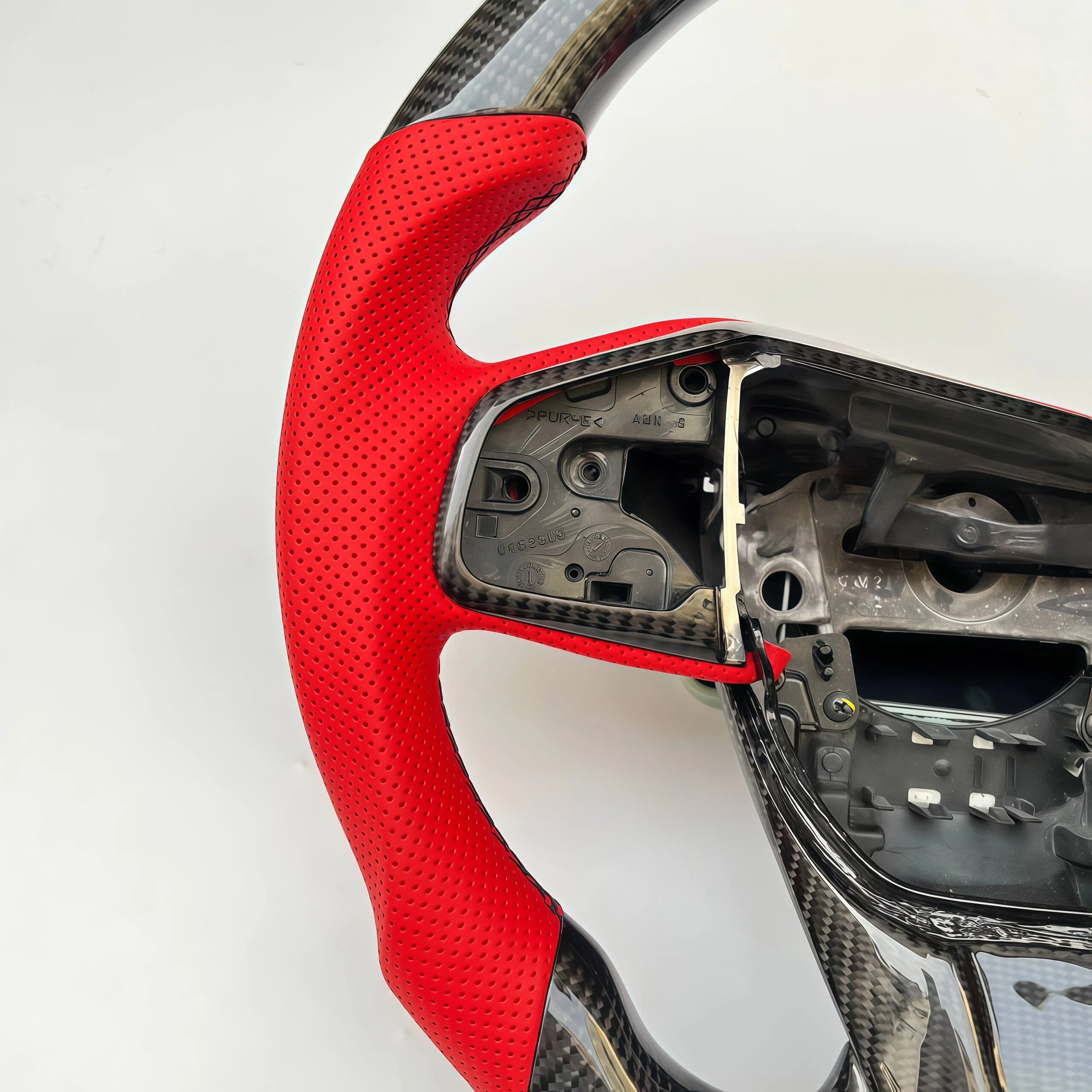 Red Perforated Leather Carbon Fiber Steering Wheel for 2018+ Honda CR-V