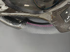 Romeo and Juliet carbon fiber steering wheel paired with purple return-to-center emblem, wrapped in perforated black leather