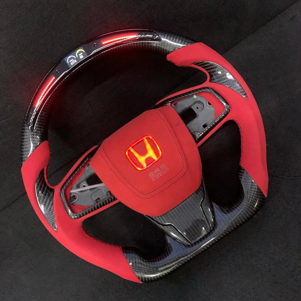 LED Carbon Fiber Steering Wheel For Honda Civic Type R FK8 (2017–2021)