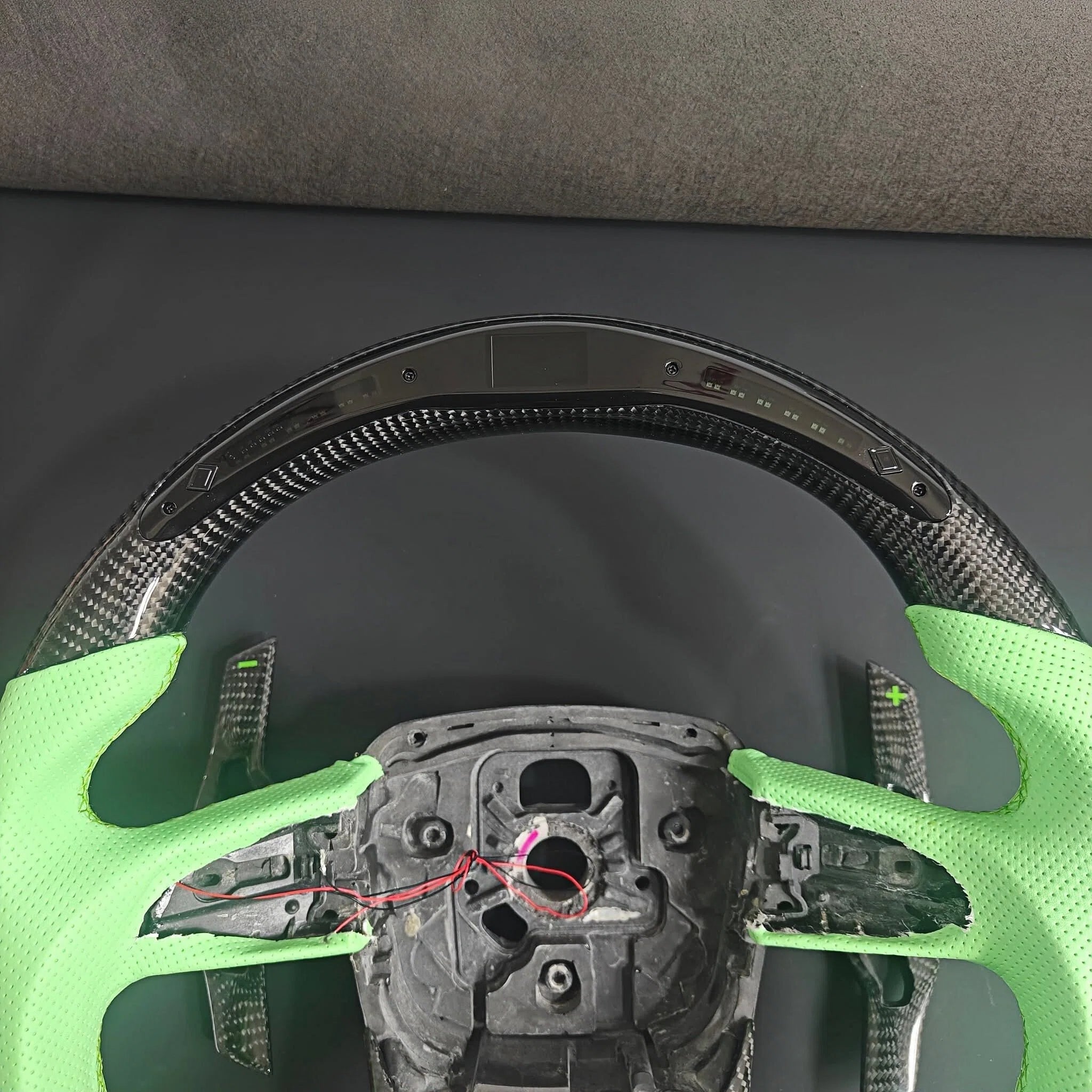 LED Carbon Fiber Steering Wheel with Light Green Perforated Leather, Fits Lamborghini Urus 2018–2026