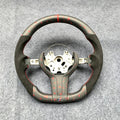 Matte Red Flakes Regular Weave Carbon Fiber Steering Wheel Fits BMW M5 M6