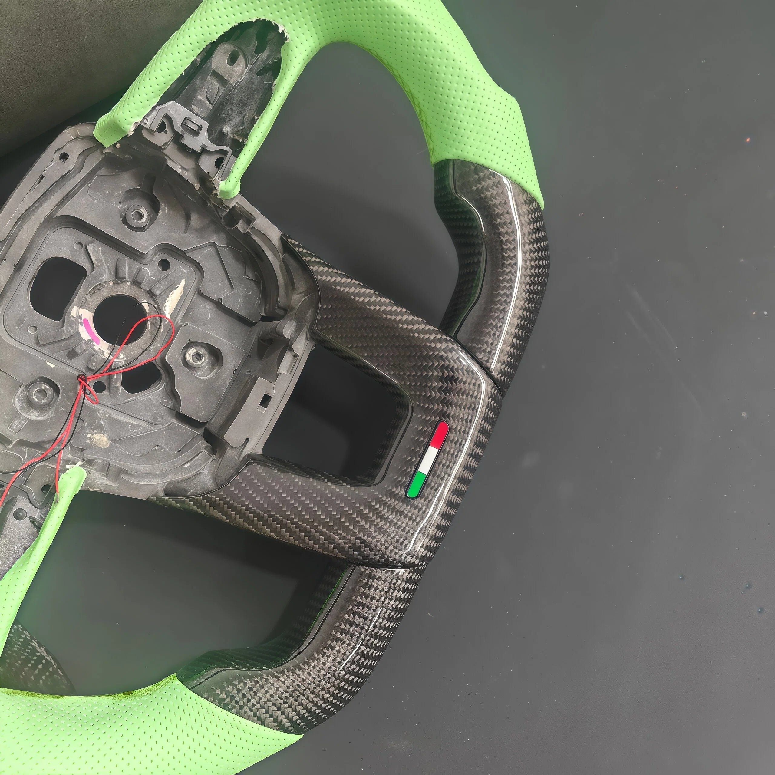 LED Carbon Fiber Steering Wheel with Light Green Perforated Leather, Fits Lamborghini Urus 2018–2026
