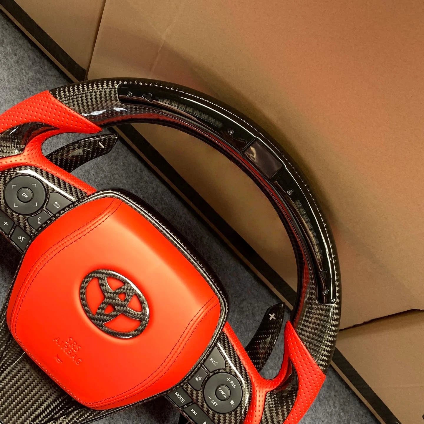 LED Carbon Fiber Steering Wheel Fits Toyota 8th Gen Camry