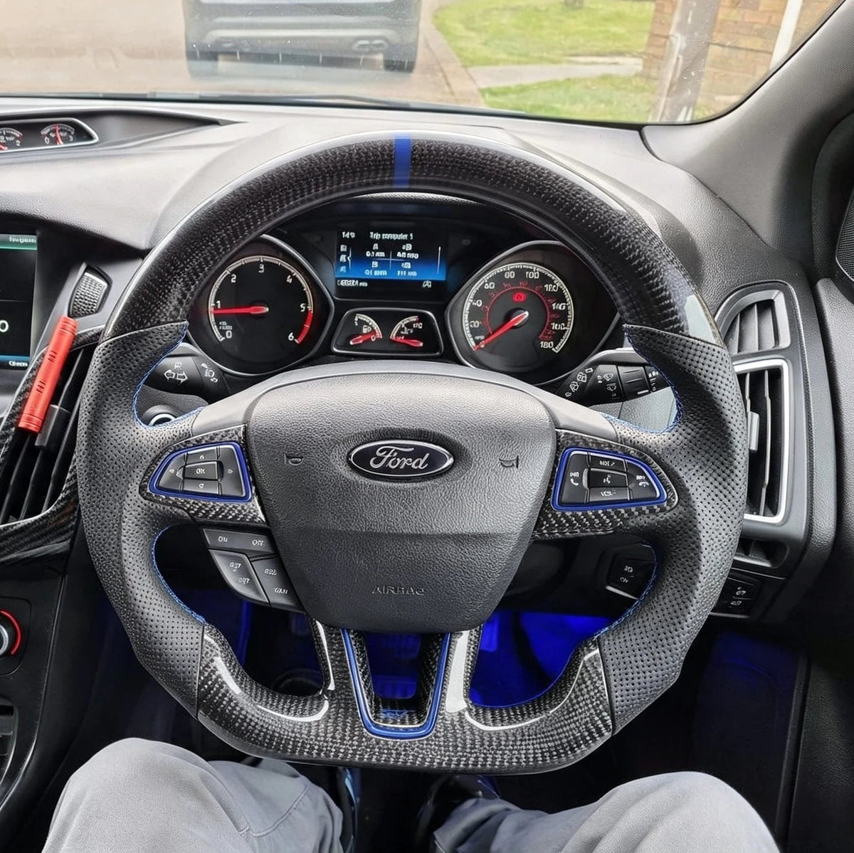 Custom Carbon Fiber Steering Wheel fits Ford 2015-2018 Focus MK3 RS ST / 2018-2021 EcoSport / 2017-2019 Escape