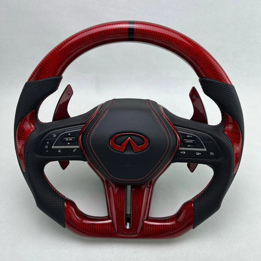 Red Carbon Fiber Steering Wheel For Infiniti Q50 Q60 Q60coupe Q60redsport400