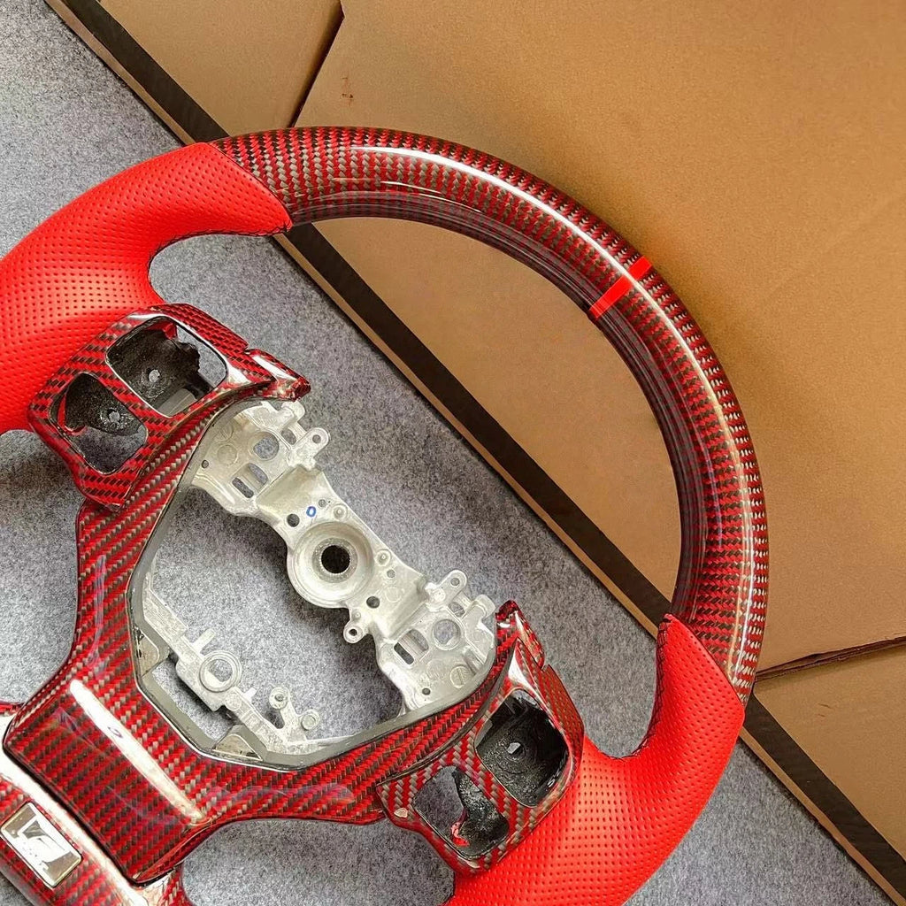 Red & Black Carbon Fiber Steering Wheel Fits Lexus IS 250 350 300 F 2014-2026