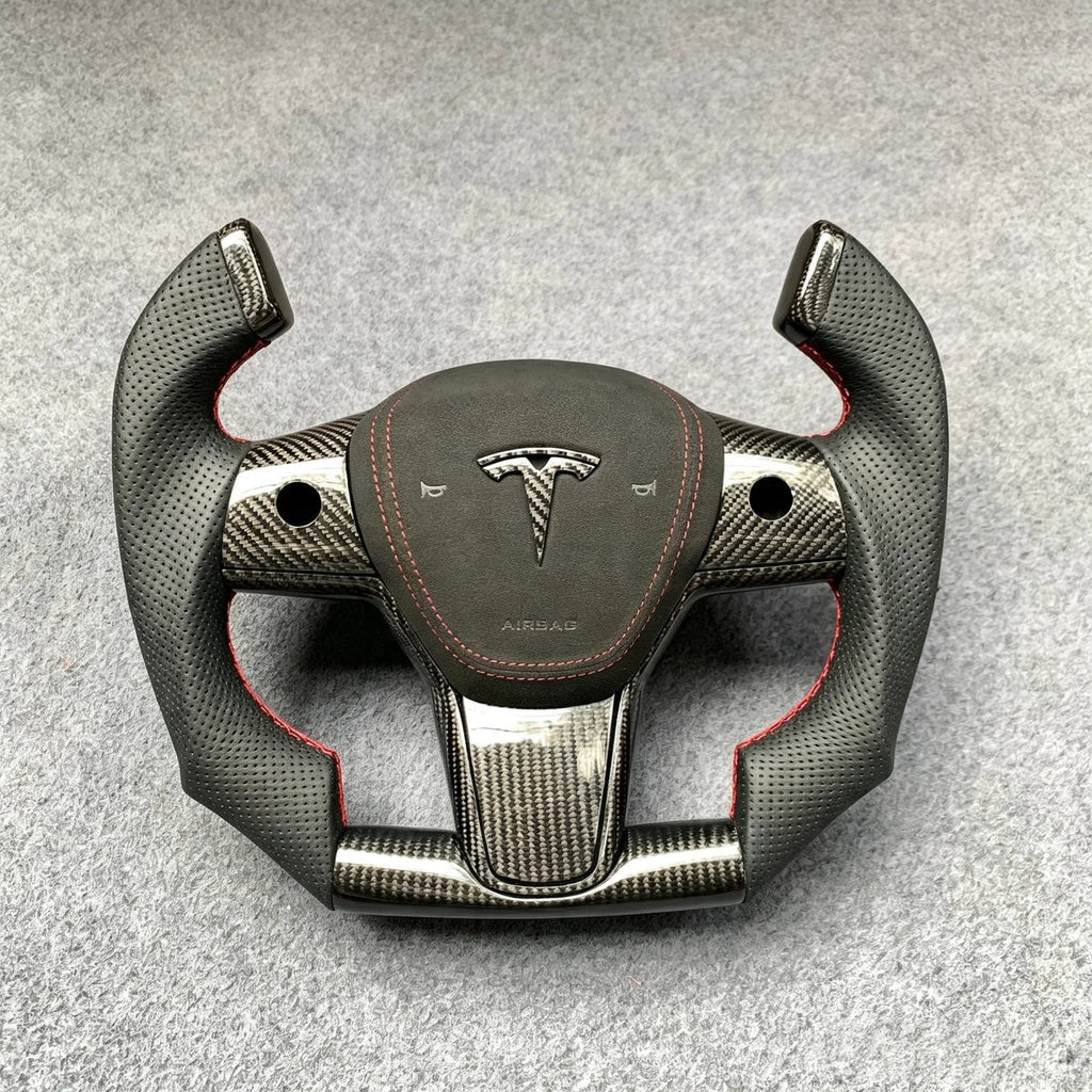 F1 Shape Carbon Fiber Steering Wheel For Tesla Model 3 / Model Y