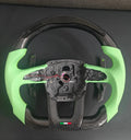 LED Carbon Fiber Steering Wheel with Light Green Perforated Leather, Fits Lamborghini Urus 2018–2026