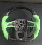 LED Carbon Fiber Steering Wheel with Light Green Perforated Leather, Fits Lamborghini Urus 2018–2026