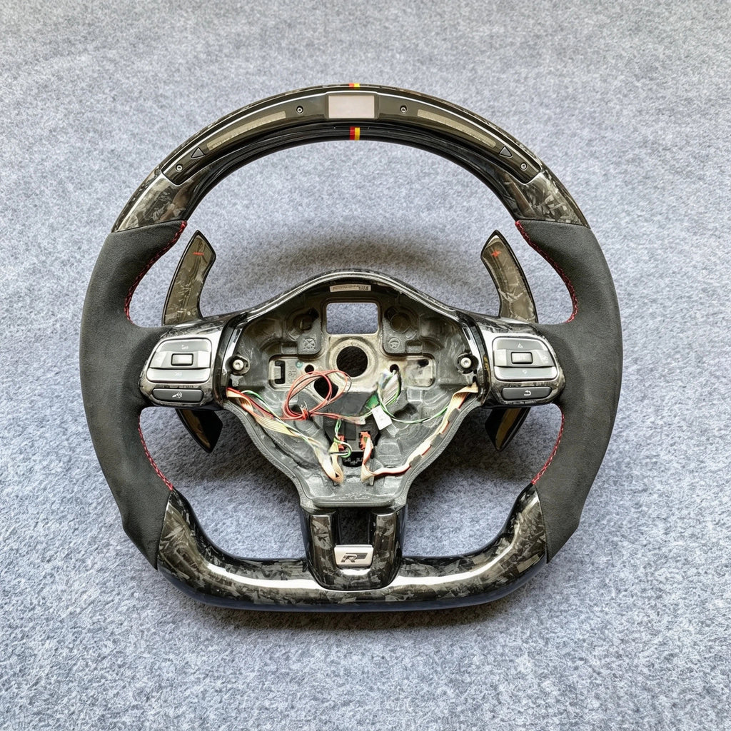 LED Forged Carbon Fiber Steering Wheel Fits VW MK6 GTI / R
