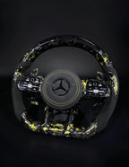 809 AMG Gold Foil Forged Carbon Fiber Steering Wheel Fits Mercedes W205 C-Class, W213 E-Class, X253 GLC & C257 CLS