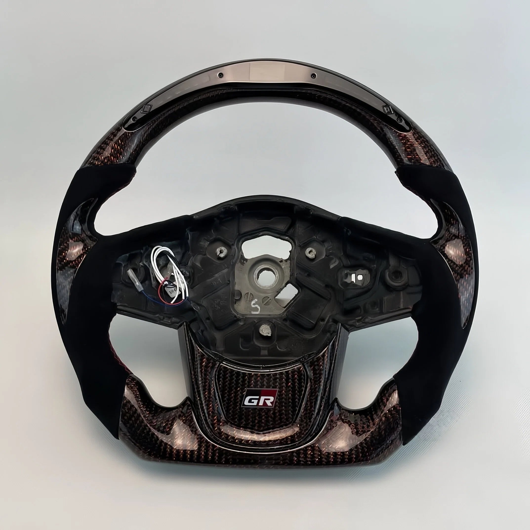 Red Reflective Carbon Fiber LED Steering Wheel For Toyota GR Supra A90