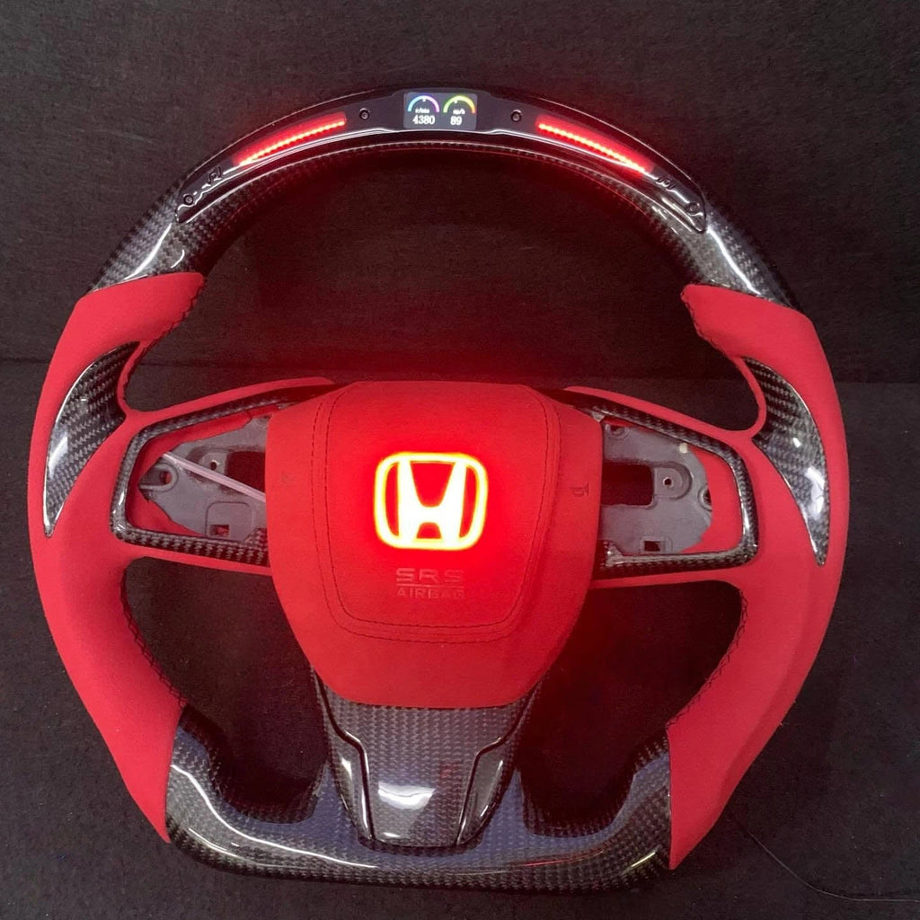 LED Carbon Fiber Steering Wheel For Honda Civic Type R FK8 (2017–2021)