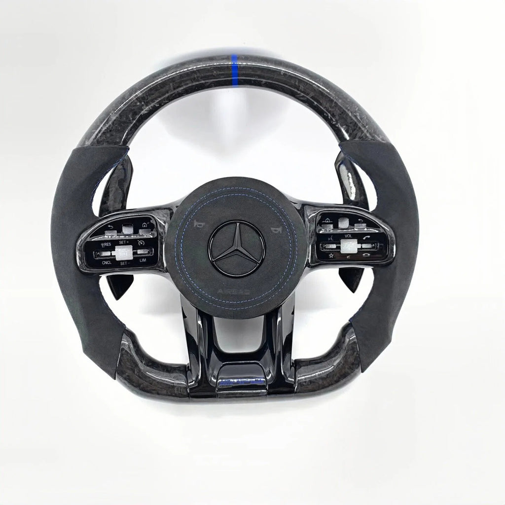 809 AMG Alcantara Carbon Fiber Steering Wheel for Mercedes W205 C-Class, W213 E-Class, X253 GLC & C257 CLS